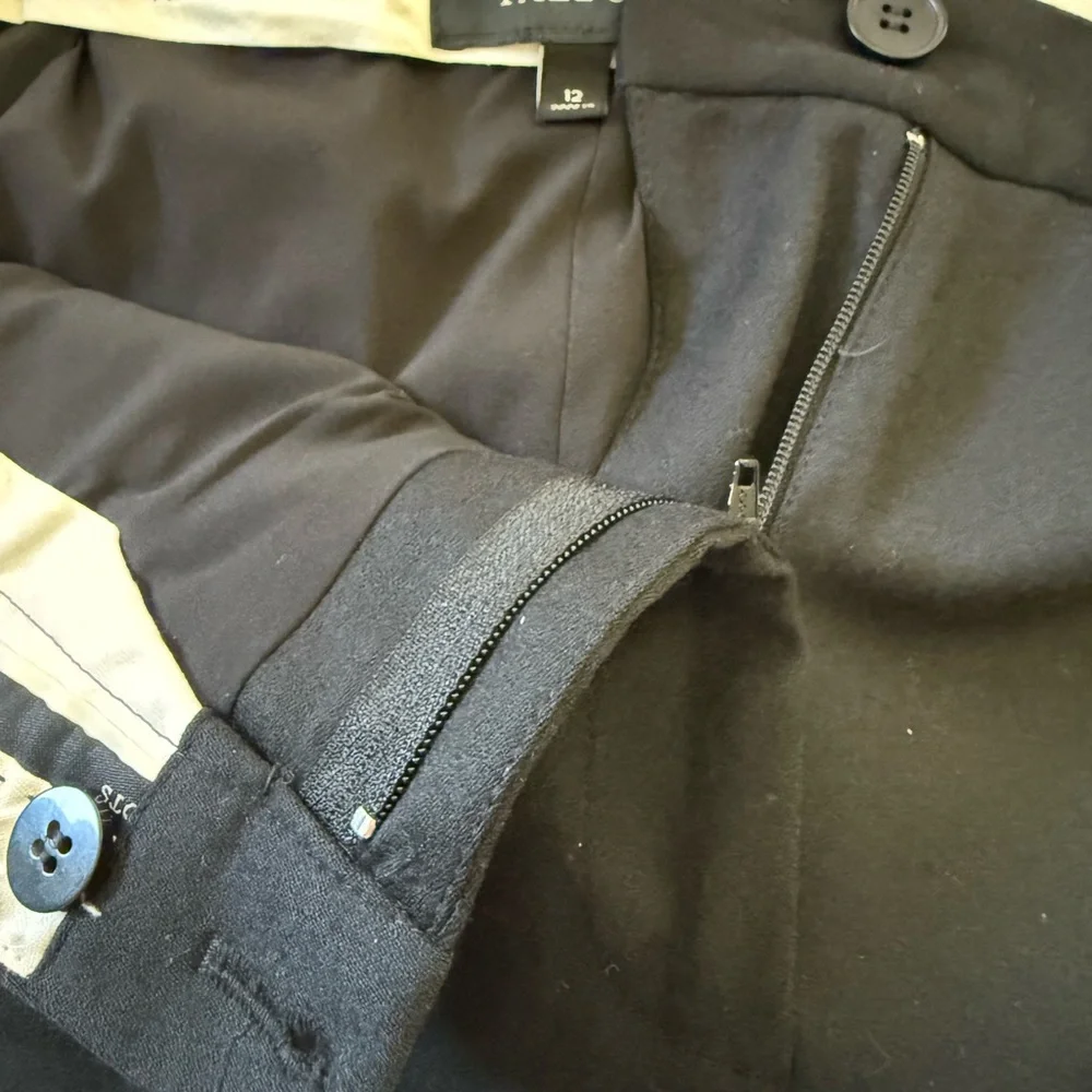 Talbots Windsor Wide-Leg Pant - Flannel, Black, Size 12 - Picture 8 of 9